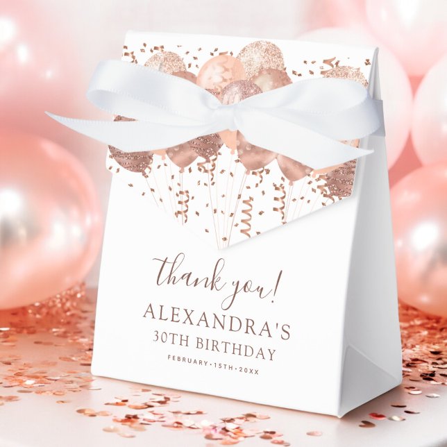 Rose Gold Balloons Thank You 30th Birthday Party  Favour Box (Creator Uploaded)