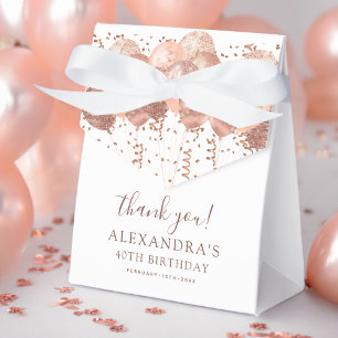 Rose Gold Balloons Thank You 40th Birthday Party  Favour Box