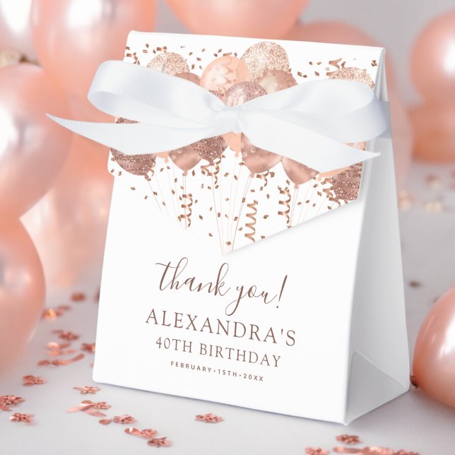 Rose Gold Balloons Thank You 40th Birthday Party  Favour Box (Creator Uploaded)