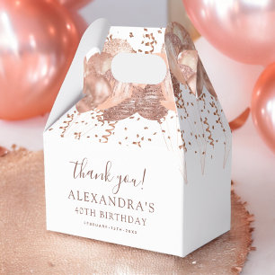 Rose Gold Balloons Thank You 40th Birthday Party  Favour Box