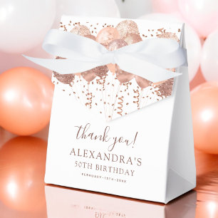 Rose Gold Balloons Thank You 50th Birthday Party  Favour Box
