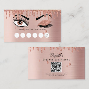 Rose Gold Beauty Makeup Artist Eyelashes Loyalty Business Card