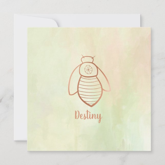 Rose Gold Bee Symbol Flat Card (Front)