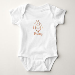Rose Gold Bee Symbol Personalised  Baby Bodysuit