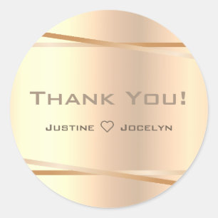Rose Gold Beige Gradient Simple Ombre Thank You Classic Round Sticker