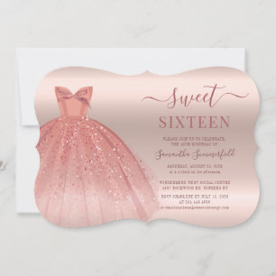 Rose Gold Birthday Glam Sweet 16 Modern Script