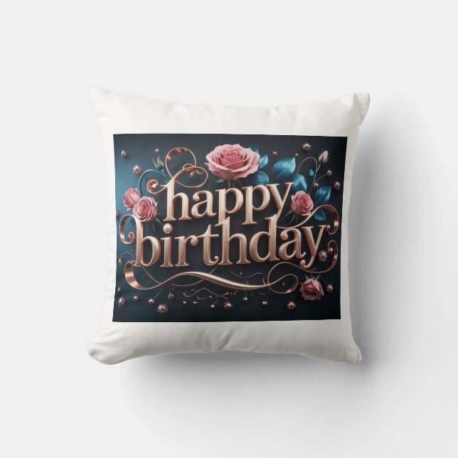 Rose gold birthday luxurious elegant extravagant  cushion (Front)