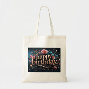 Rose gold birthday luxurious elegant extravagant tote bag