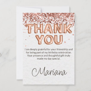Rose Gold Birthday Party Thank You Card