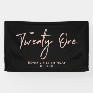 Rose Gold & Black   21st Birthday Party Banner