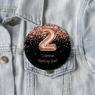 Rose Gold Black 2nd Birthday Party 10 Cm Round Badge