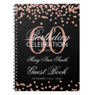 Rose Gold Black 60th Birthday Guest Book Confetti