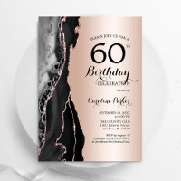 Rose Gold Black Agate 60th Birthday
