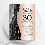 Rose Gold Black Agate Surprise 30th Birthday Invitation<br><div class="desc">Black and rose gold agate surprise 30th birthday party invitation. Elegant modern design featuring agate marble geode background,  faux glitter rose gold and typography script font. Trendy invite card perfect for a stylish women's bday celebration. Printed Zazzle invitations or instant download digital printable template.</div>