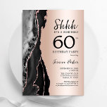 Rose Gold Black Agate Surprise 60th Birthday Invitation<br><div class="desc">Black and rose gold agate surprise 60th birthday party invitation. Elegant modern design featuring agate marble geode background,  faux glitter rose gold and typography script font. Trendy invite card perfect for a stylish women's bday celebration. Printed Zazzle invitations or instant download digital printable template.</div>