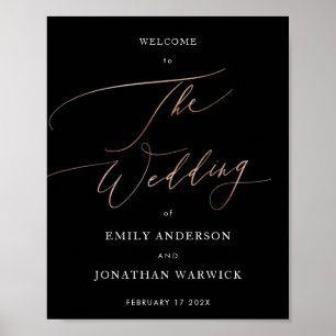 Rose Gold Black Calligraphy Modern Wedding Poster