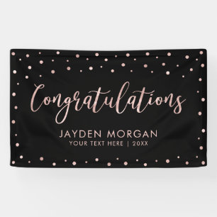 Rose Gold & Black Congratulations Graduation Banner