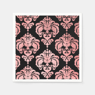 Rose Gold Black Damask Vintage Wedding Event Party Napkin