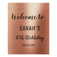 Rose Gold Black Elegant 30th Birthday Welcome