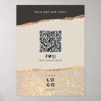 Rose gold black elegant bar menu price QR code