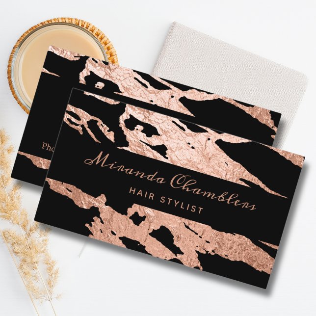 Rose Gold - Black Elegant Pink Marble Business Card (Creator Uploaded)
