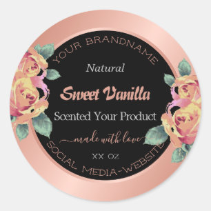 Rose Gold Black Flourish Product Packaging Labels