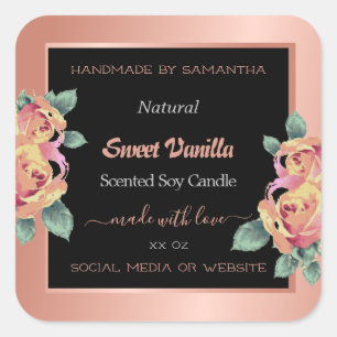 Rose Gold Black Flourish Product Packaging Labels