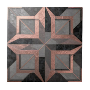 Rose Gold Black Geometric Marble Ceramic Tile