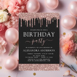 Rose Gold Black Glitter Any Age Birthday Invitation<br><div class="desc">Blush Pink - Rose Gold and Black Sparkly Dripping Glitter Custom Any Age (13th, 16th, 18th, 21st, 30th, 40th, 50th, 60th) Birthday Party Invitation . This is the perfect (thirteen, sixteen, eighteen, twenty one, thirty, forty, fifty or sixty) Fun and Trendy Birthday Invitation for a Modern Elegant Rose Gold and...</div>