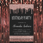 Rose Gold Black Glitter Any Age Birthday Invitation<br><div class="desc">Blush Pink - Rose Gold and Black Sparkly Dripping Glitter Custom Any Age (13th, 16th, 18th, 21st, 30th, 40th, 50th, 60th) Birthday Party Invitation . This is the perfect (thirteen, sixteen, eighteen, twenty one, thirty, forty, fifty or sixty) Fun and Trendy Birthday Invitation for a Modern Elegant Rose Gold and...</div>