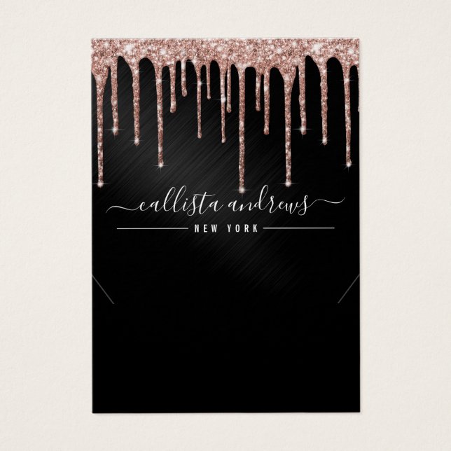 Rose Gold Black Glitter Drip Necklace Display Card (Front)