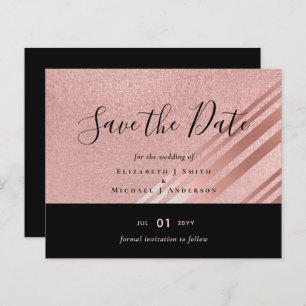 Rose Gold Black Glitter  Look WEDDING SAVE DATE