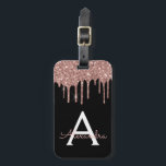 Rose Gold Black Glitter Sparkle Monogram Luggage Tag<br><div class="desc">Rose Gold - Blush Pink Glitter and Sparkle Monogram Name and Initial Luggage Tag. This bag tag is perfect for Wedding or Bridal Shower Favour,  Honeymoon,  Back to School,  Beauty Salon Work,  or Travelling.</div>