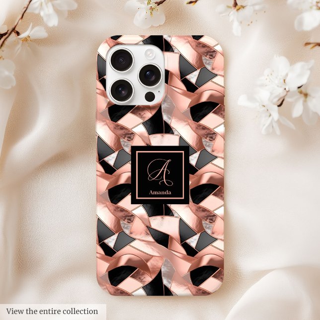 Rose Gold Black iPhone Case 13 Modern Lux Custom (Rose Gold Black iPhone Case 13 Modern Lux Custom)