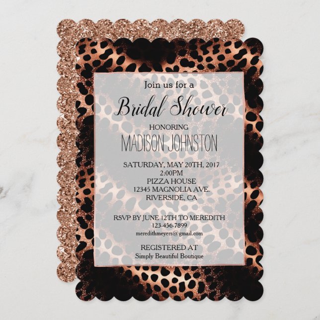 Rose Gold Black Leopard Invitation (Front/Back)