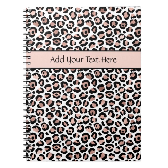 Rose Gold Black Leopard Print Trendy Chic Stylish  Notebook (Front)