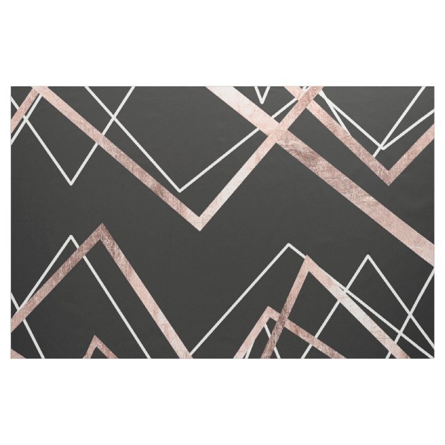 Rose Gold Black Linear Triangle Abstract Pattern Fabric (Yard)