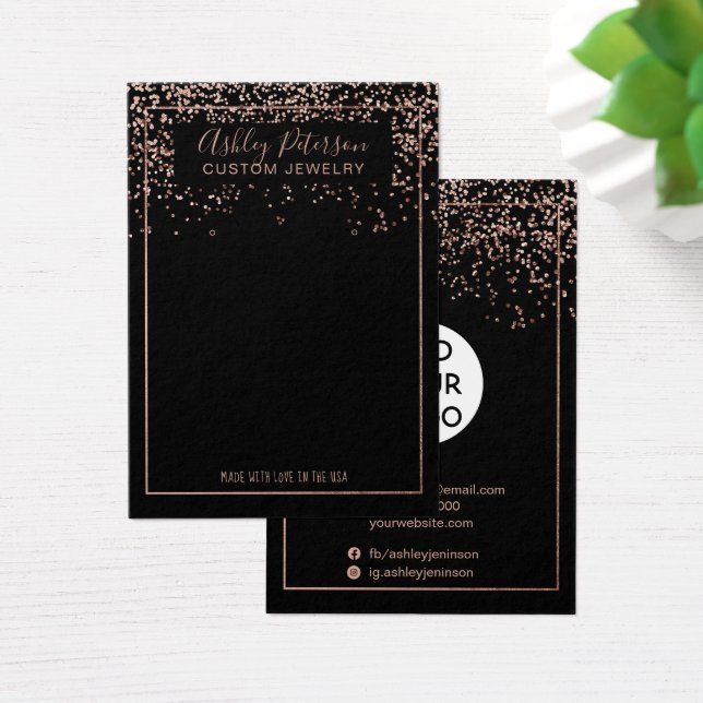 Rose gold black logo jewellery earring display (Desk)