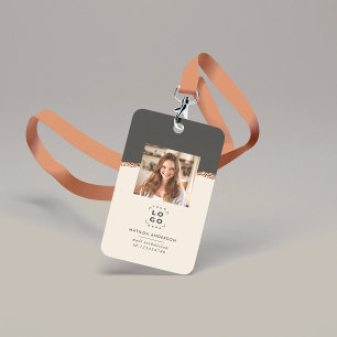 Rose gold black logo modern girly elegant badge ID badge