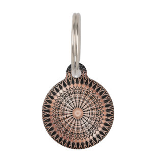 Rose Gold Black Mandala Add Name And Address Pet Tag
