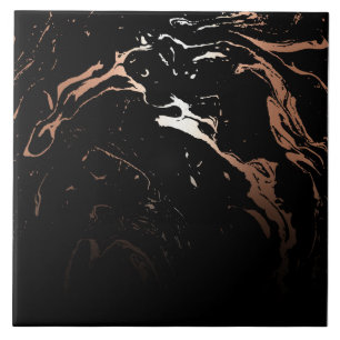Rose Gold Black Marble Ceramic Tile