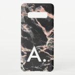 Rose Gold & Black Marble Monogram Custom Initial Samsung Galaxy Case<br><div class="desc">Personalise by adding your own initial.</div>