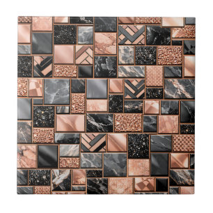 Rose Gold Black Marble Mosaic Ceramic Tile