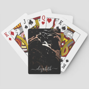 Rose Gold Black Marble Playing Cards