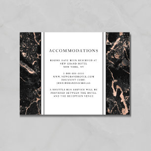 Rose Gold Black Marble Wedding Accommodations Enclosure Card