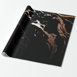 Rose Gold Black Marble Wrapping Paper