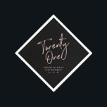 Rose Gold & Black Modern Adult 21st Birthday Party Napkin<br><div class="desc">This custom paper napkin will add stylish detail to your 21st birthday celebration. This design features simple chic rose gold lettering "Twenty One" with custom text. Matching invitations and party supplies are available in my shop BaraBomDesign.</div>