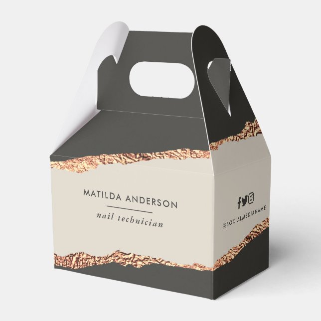 Rose gold black modern elegant budget favour favour box (Front Side)