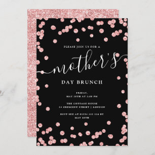 Rose Gold Black Mother's Day Brunch Invitation