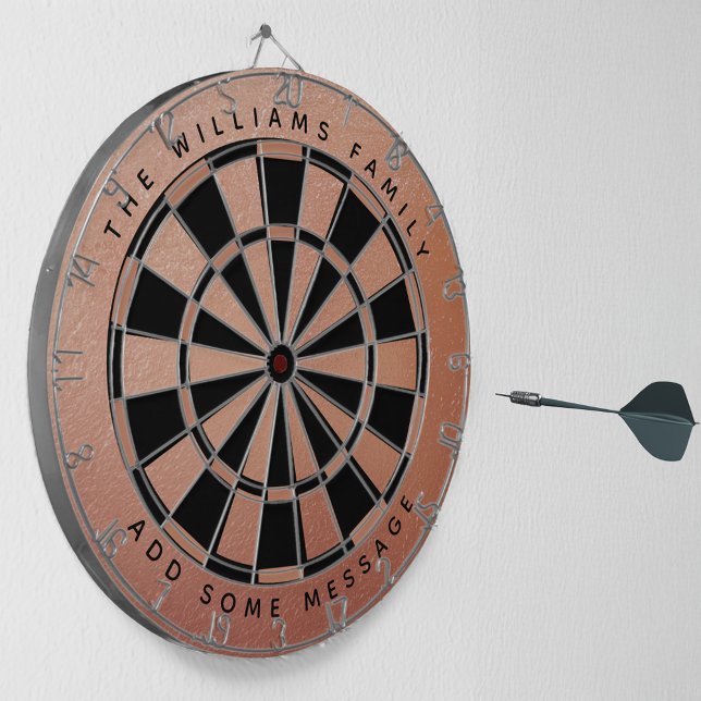 Rose Gold Black Pink Custom Name Elegant Feminine  Dartboard (Creator Uploaded)